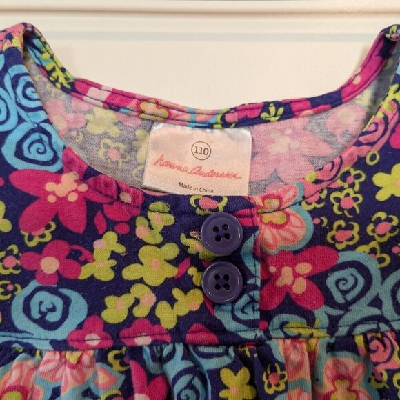 Hanna Andersson Girls Dress Size 110 (US 5) Pink/Blue Colorful Floral Flower - Picture 4 of 14